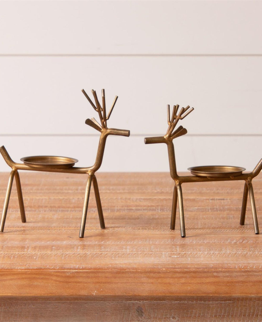 Gold Finish Deer Candle Holders
