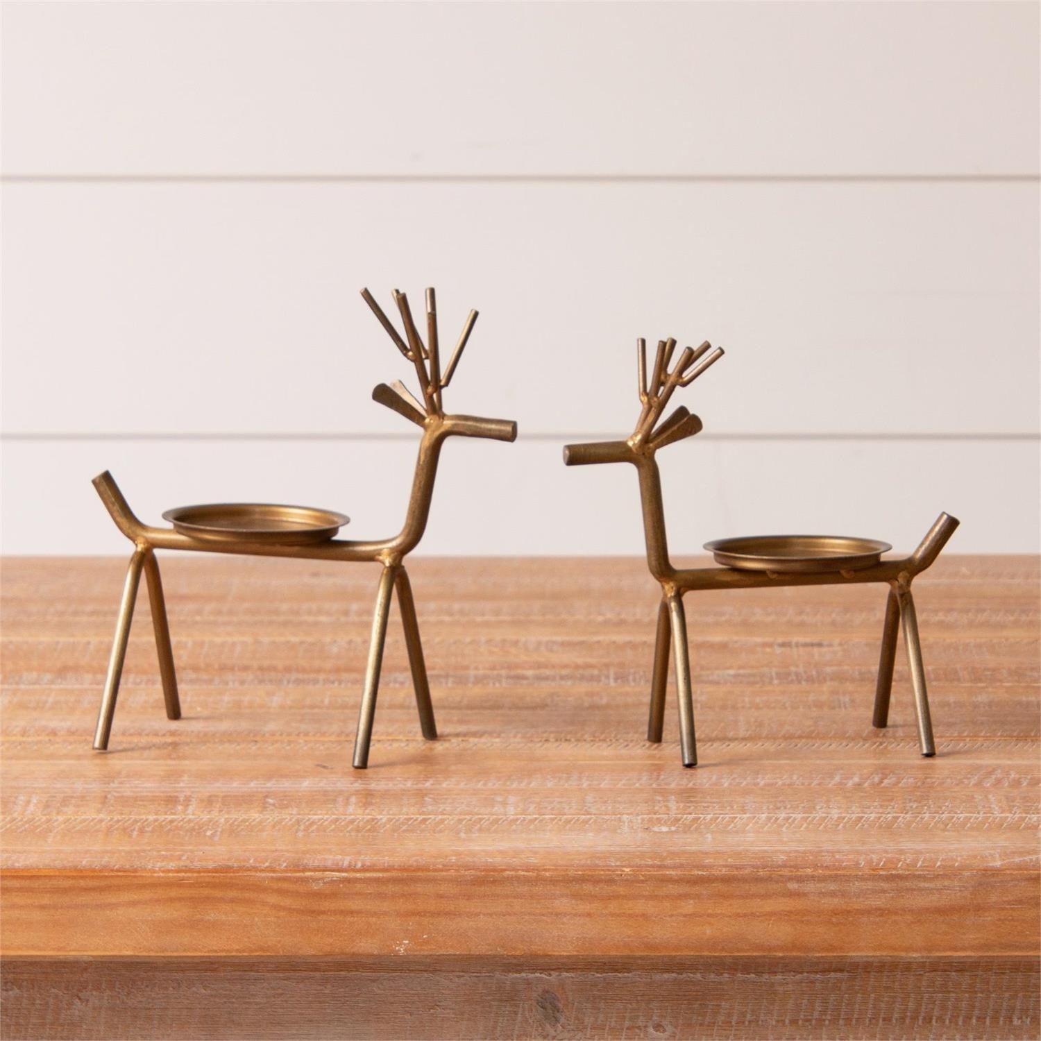 Gold Finish Deer Candle Holders