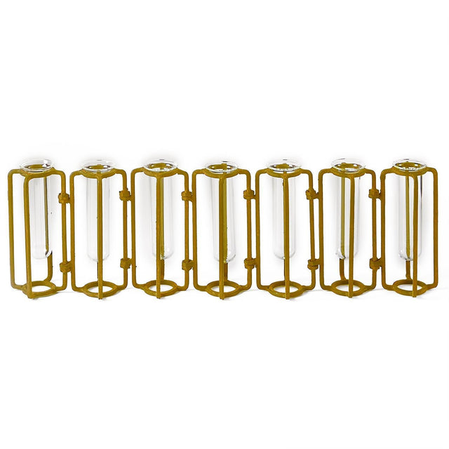 Two's Company | Lavoisier Set of 7 Hinged Flower Vase with Antiqued Gold Finish