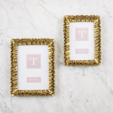 Two's Company | Gold Ruffles Photo Frame- 2 Sizes