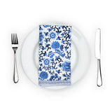 Chinoiserie Set of 4 Blue and White Floral Pattern Napkins