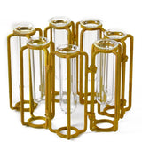 Two's Company | Lavoisier Set of 7 Hinged Flower Vase with Antiqued Gold Finish