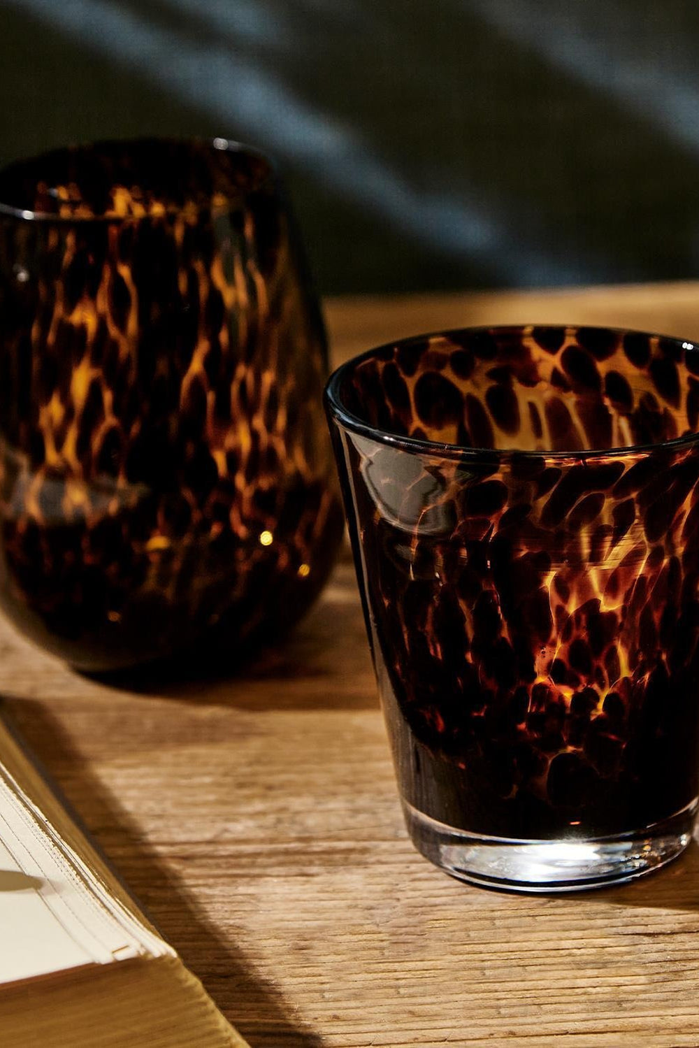 Tortoise Print Stemless Wine Glass