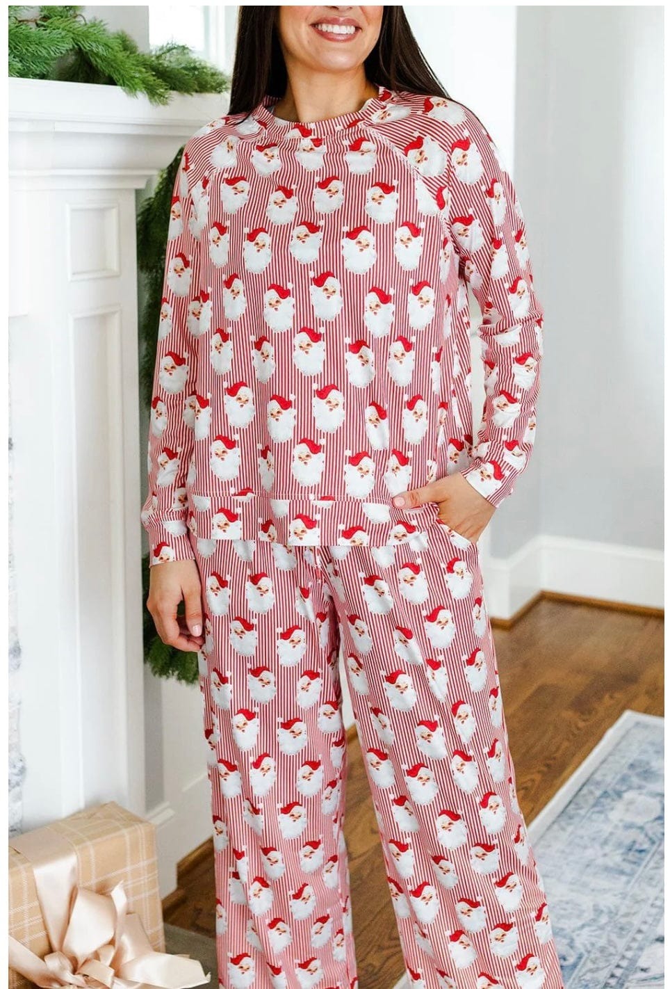 Mary Square | Women's Annie Pants Set- Santa Baby Red