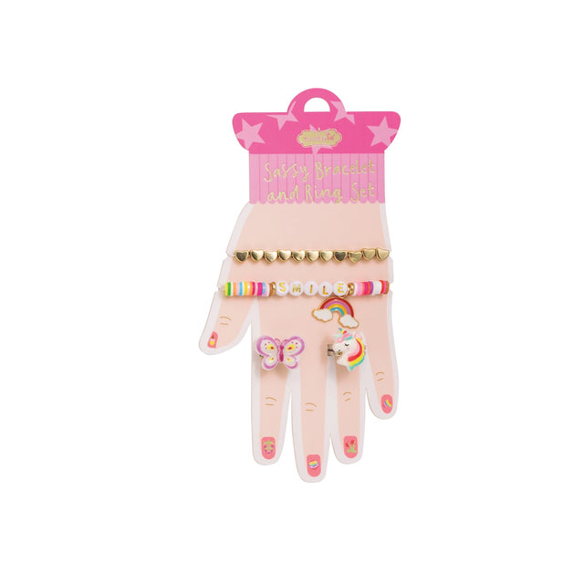 Mudpie | Sassy Bracelet & Ring Set - Smile