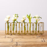 Two's Company | Lavoisier Set of 7 Hinged Flower Vase with Antiqued Gold Finish