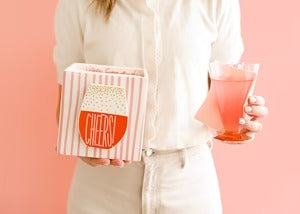 Happy Everything! | Pink Skinny Stripe Medium Mini Nesting Cube