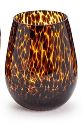Tortoise Print Stemless Wine Glass