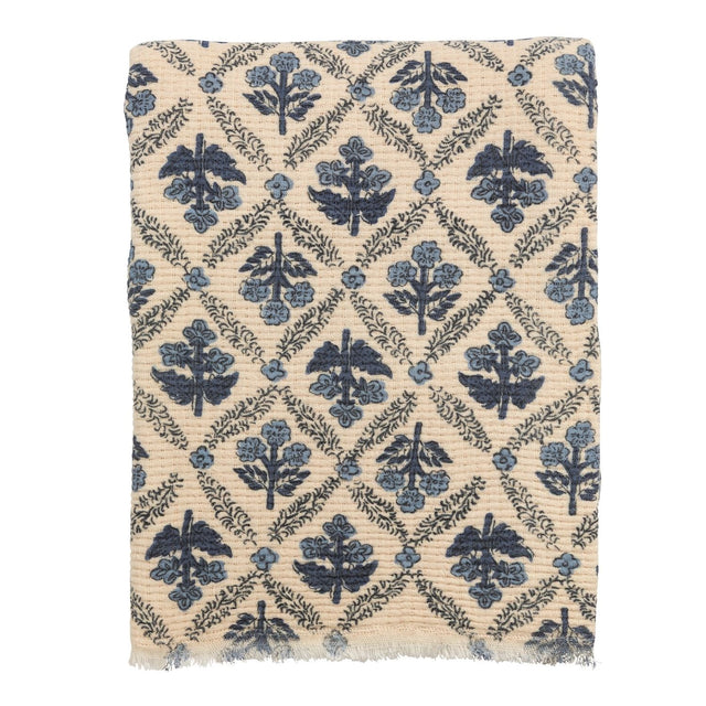Mudpie | Blue Flower Pattern Throw Blanket