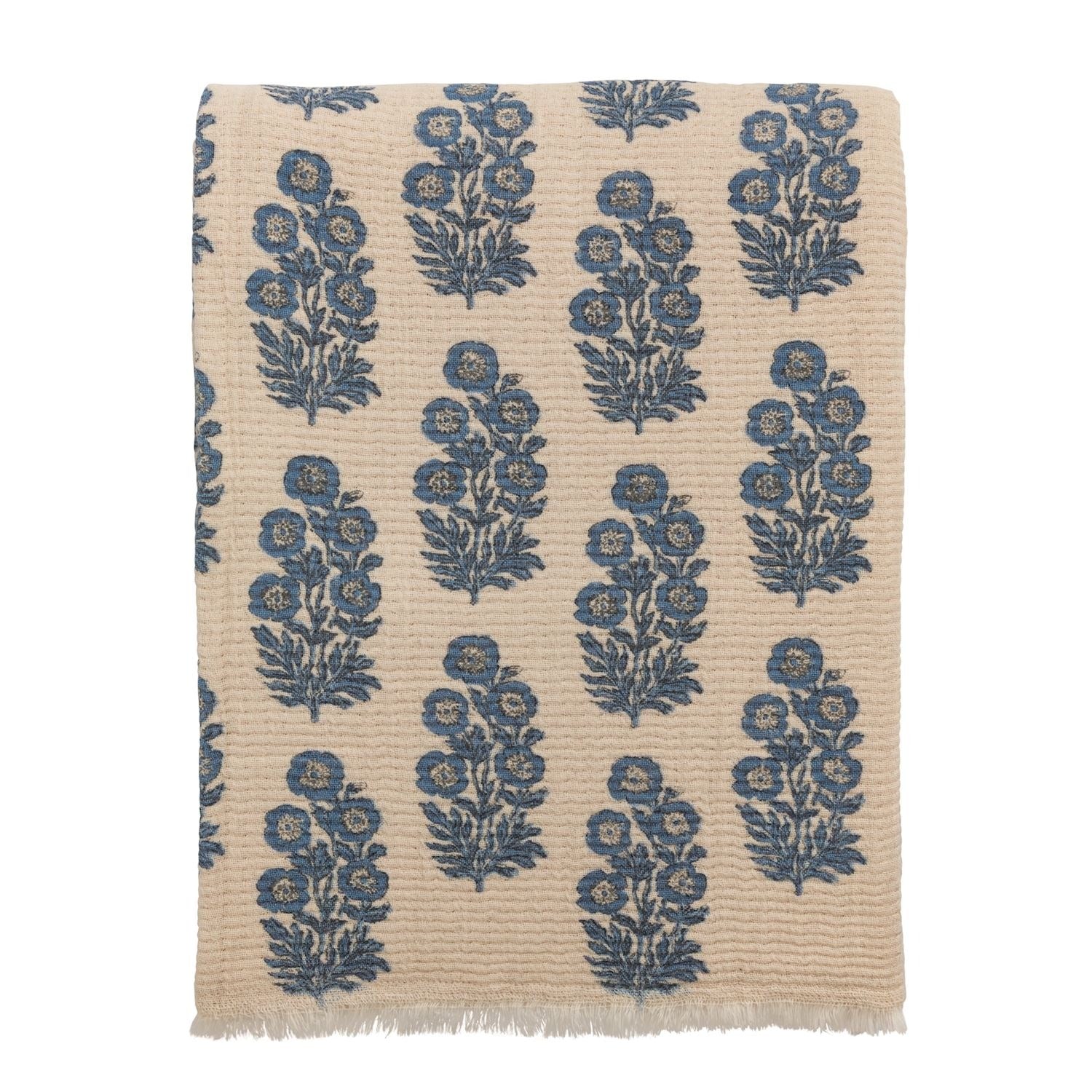 Mudpie | Blue Flower Repeat Throw Blanket