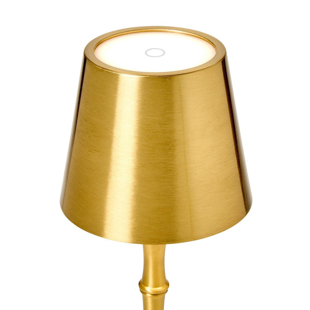 Two's Company | LED Portable Cordless Gold Bamboo Table Lamp