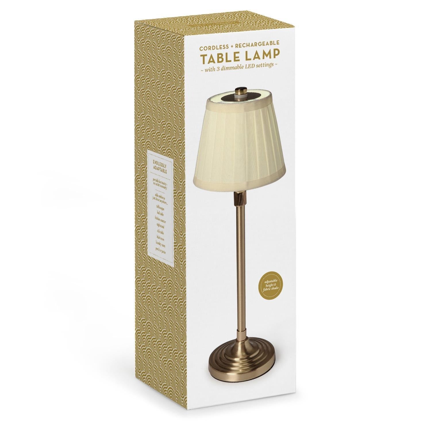 Two's Company | Cordless Table Lamp with Pleated Fabric Lamp Shade