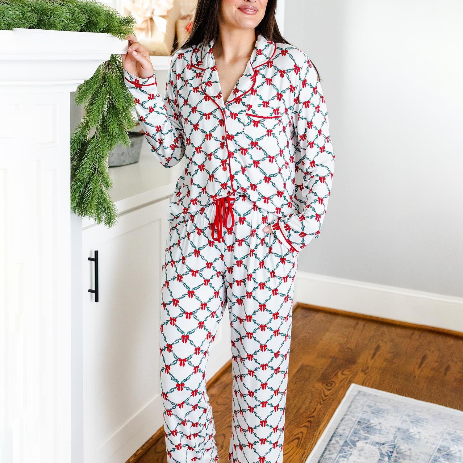 Mary Square | Women's Charlotte Pants Set- Lattice Garland