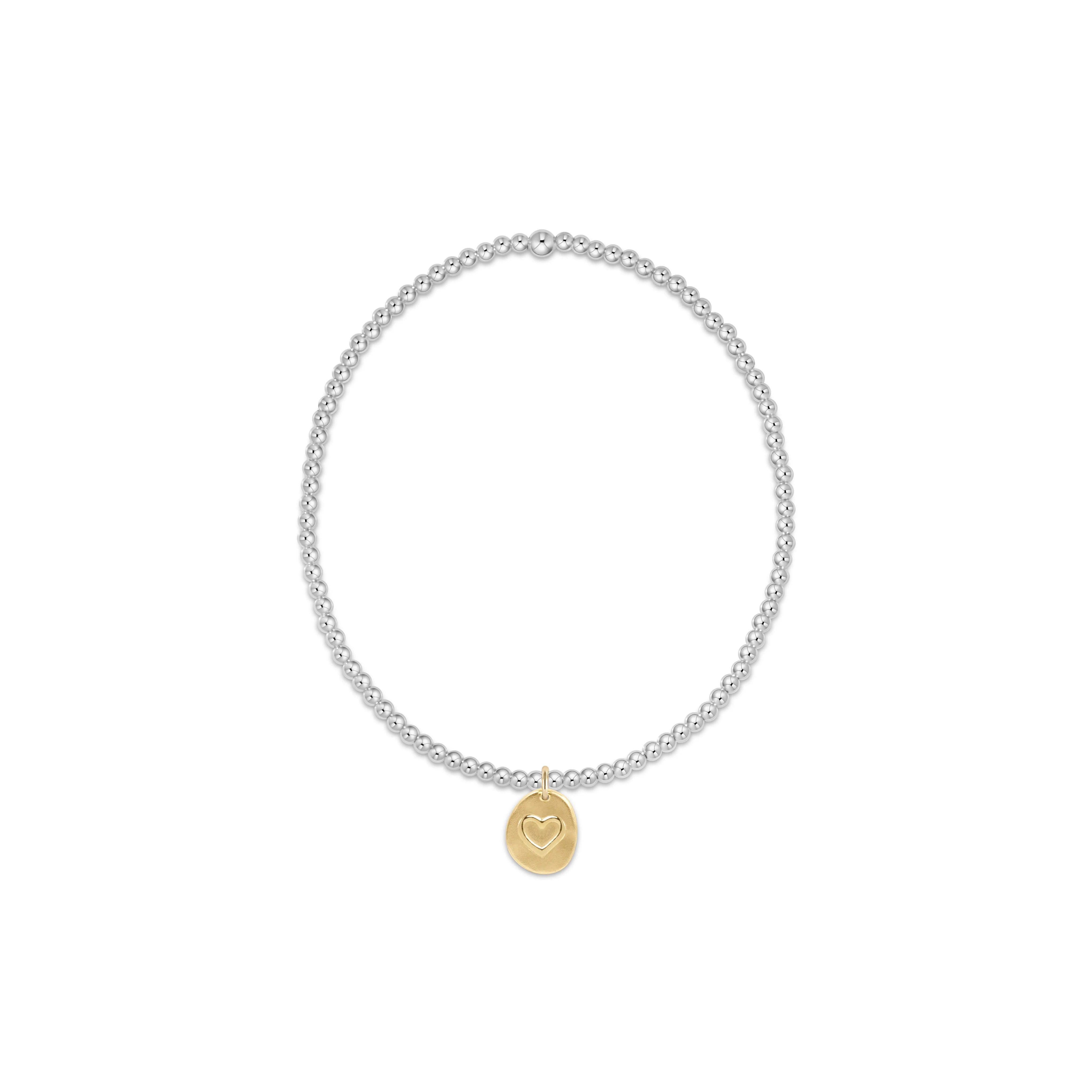 Enewton | Classic Sterling Mixed Metal 2mm Bead Bracelet - Inspire Love Small Gold Charm