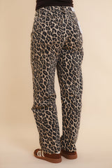 Vervet | High Rise Leopard Print Barrel Jeans