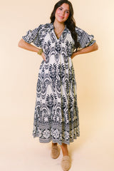 The Graceful Border Midi Dress