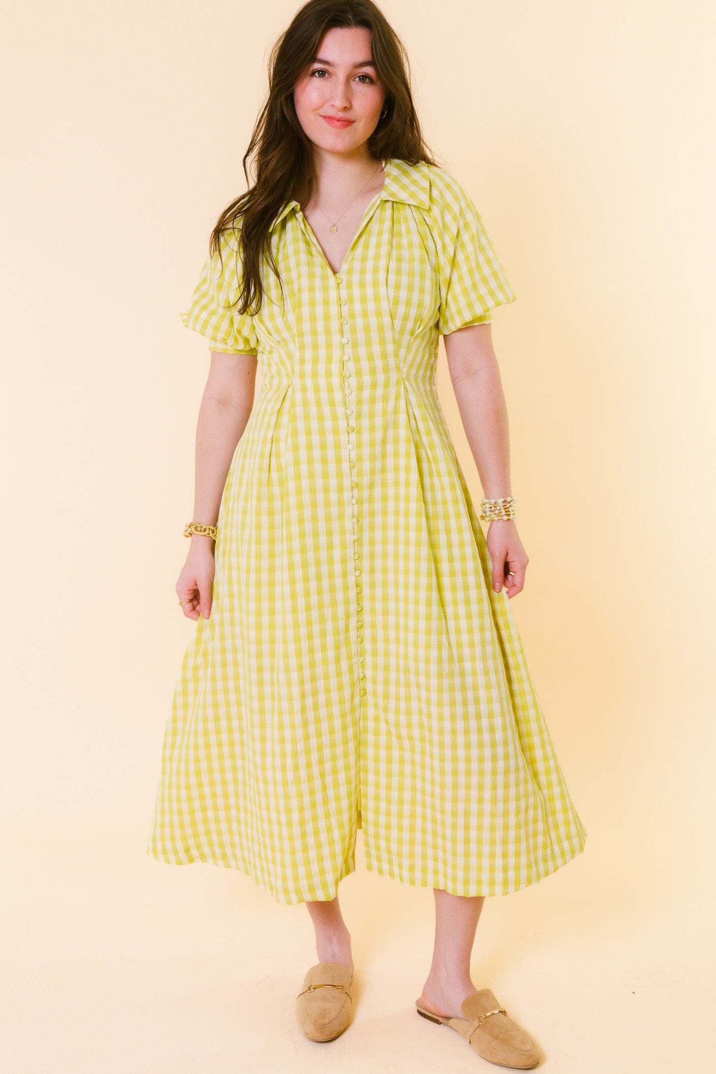 English Factory | Gingham Puff Sleeve Dress
