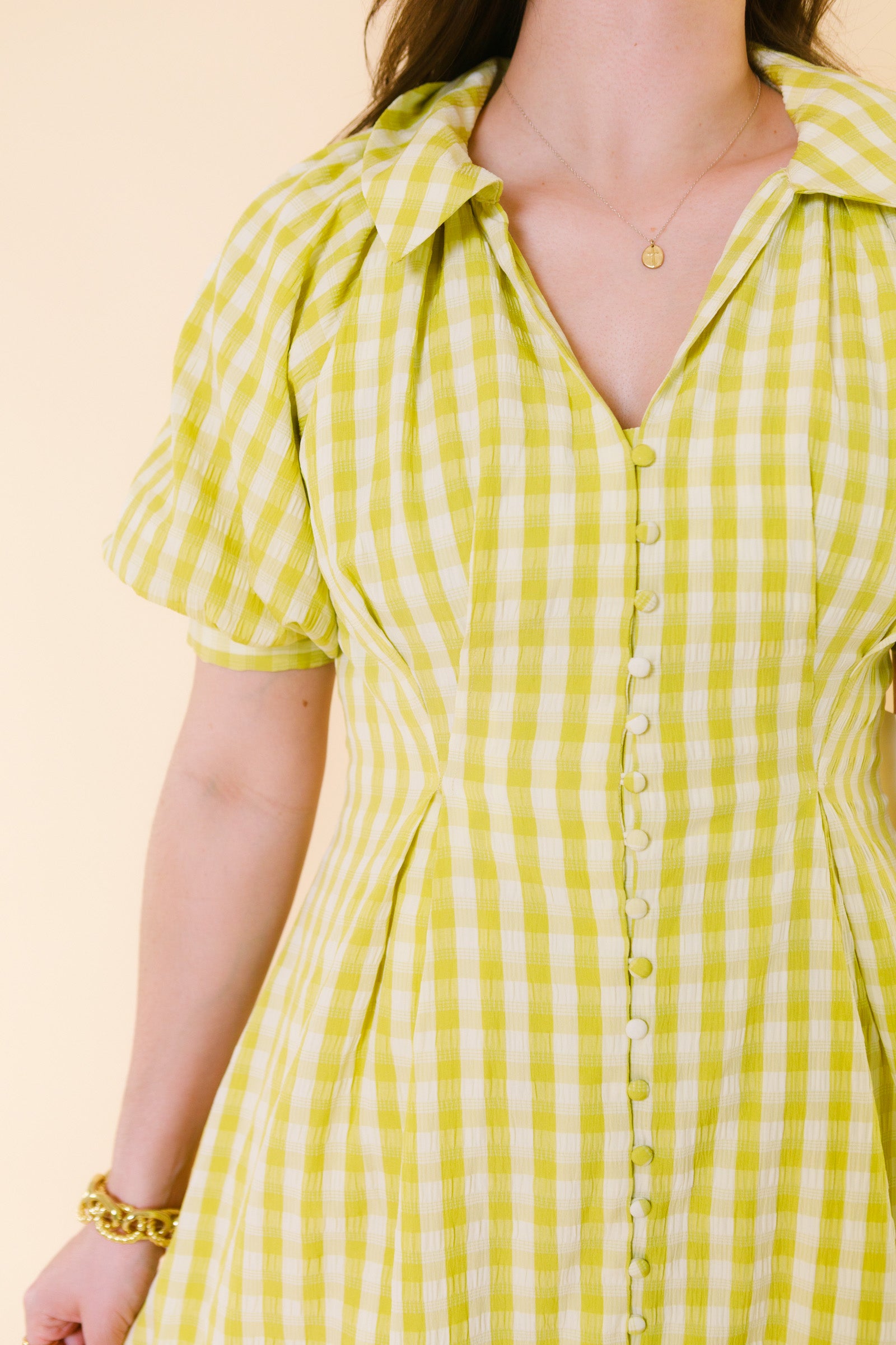 English Factory | Gingham Puff Sleeve Dress