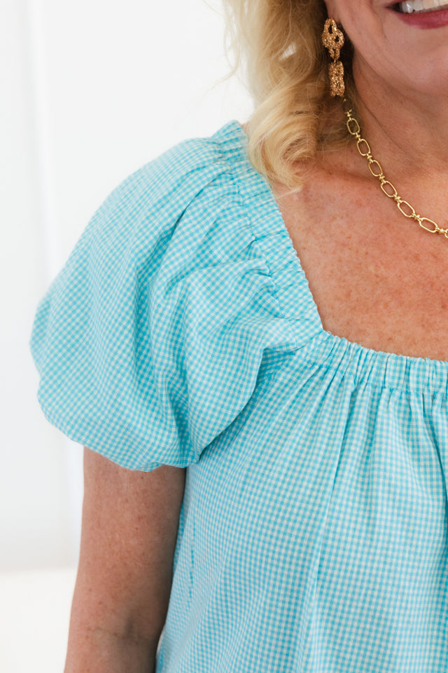 Gingham Puff Sleeve Midi Dress