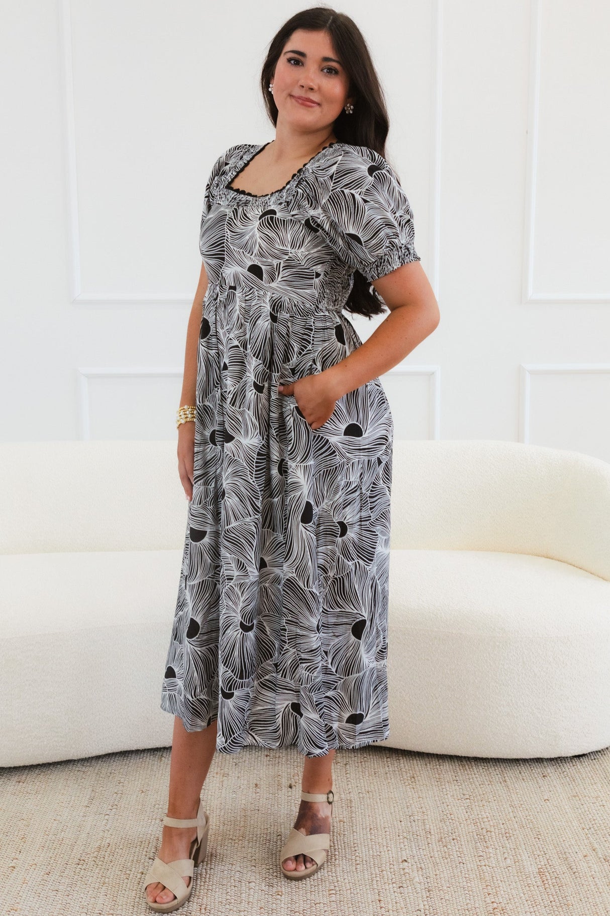 The Petal Sketch Midi Dress