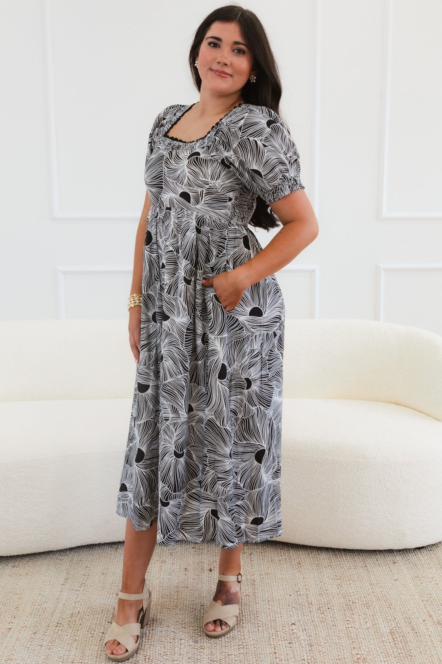 The Petal Sketch Midi Dress