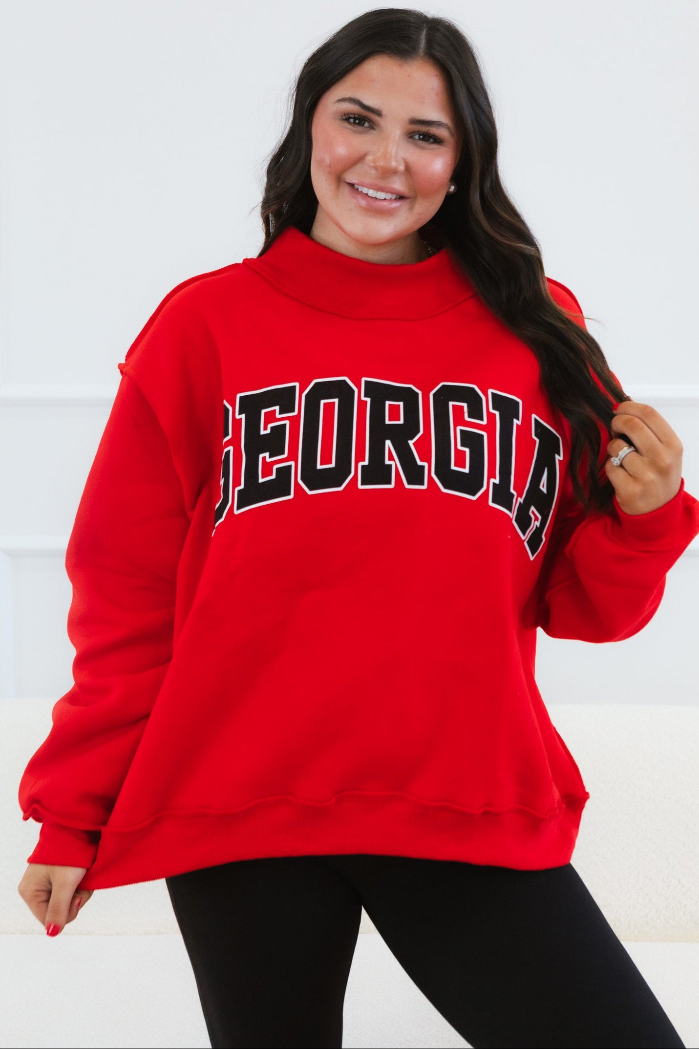 Cozy Reversible Georgia Mock-Neck Fleece - Red