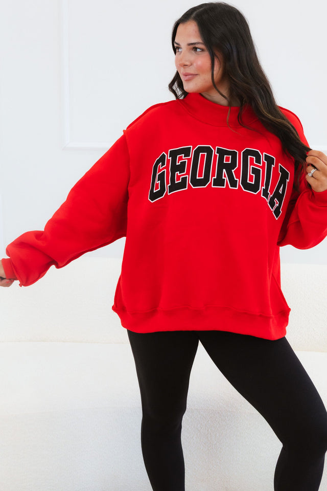 Cozy Reversible Georgia Mock-Neck Fleece - Red