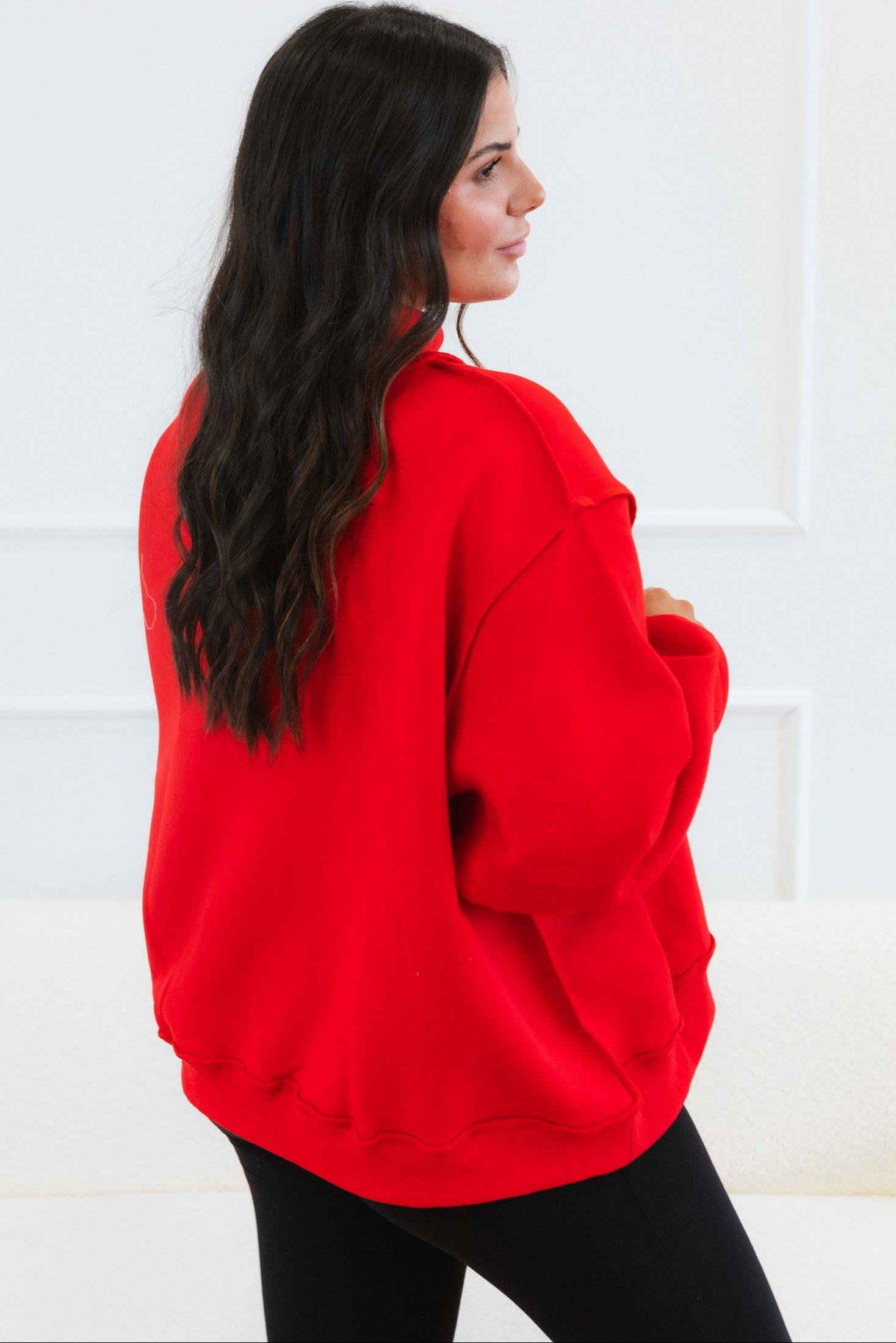 Cozy Reversible Georgia Mock-Neck Fleece - Red