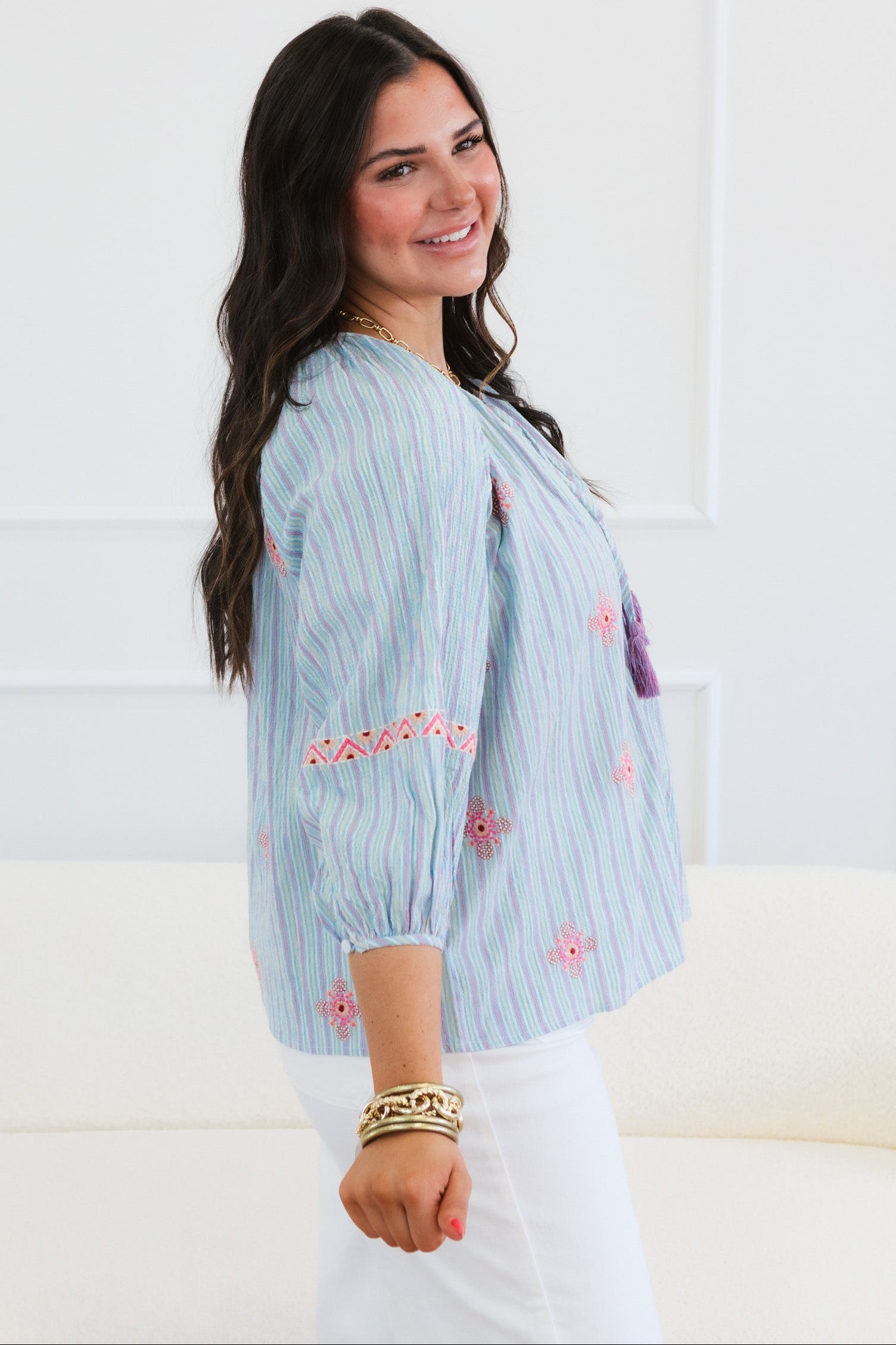 Textured Woven Embroidery Top