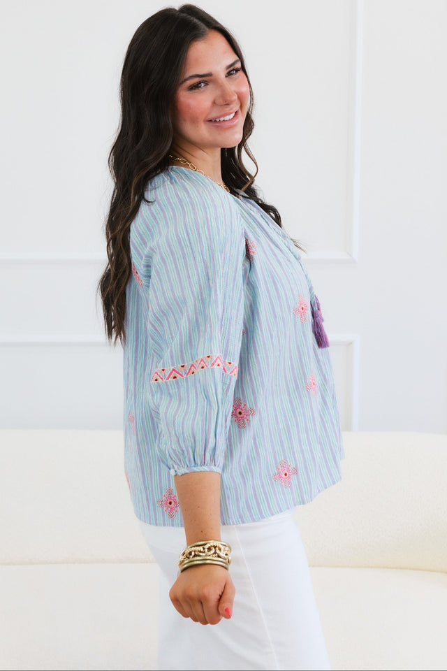 Textured Woven Embroidery Top