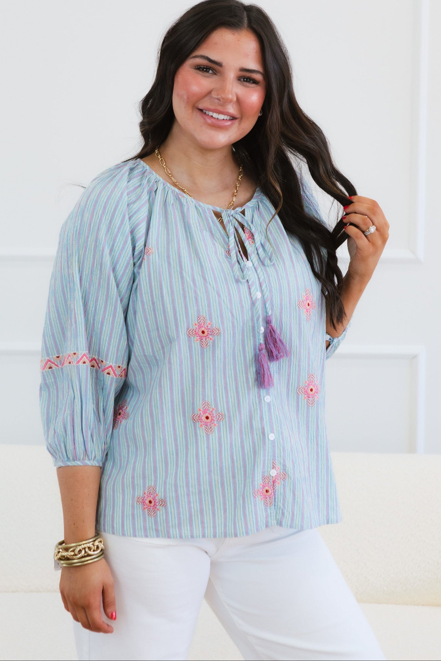 Textured Woven Embroidery Top