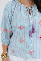 Textured Woven Embroidery Top