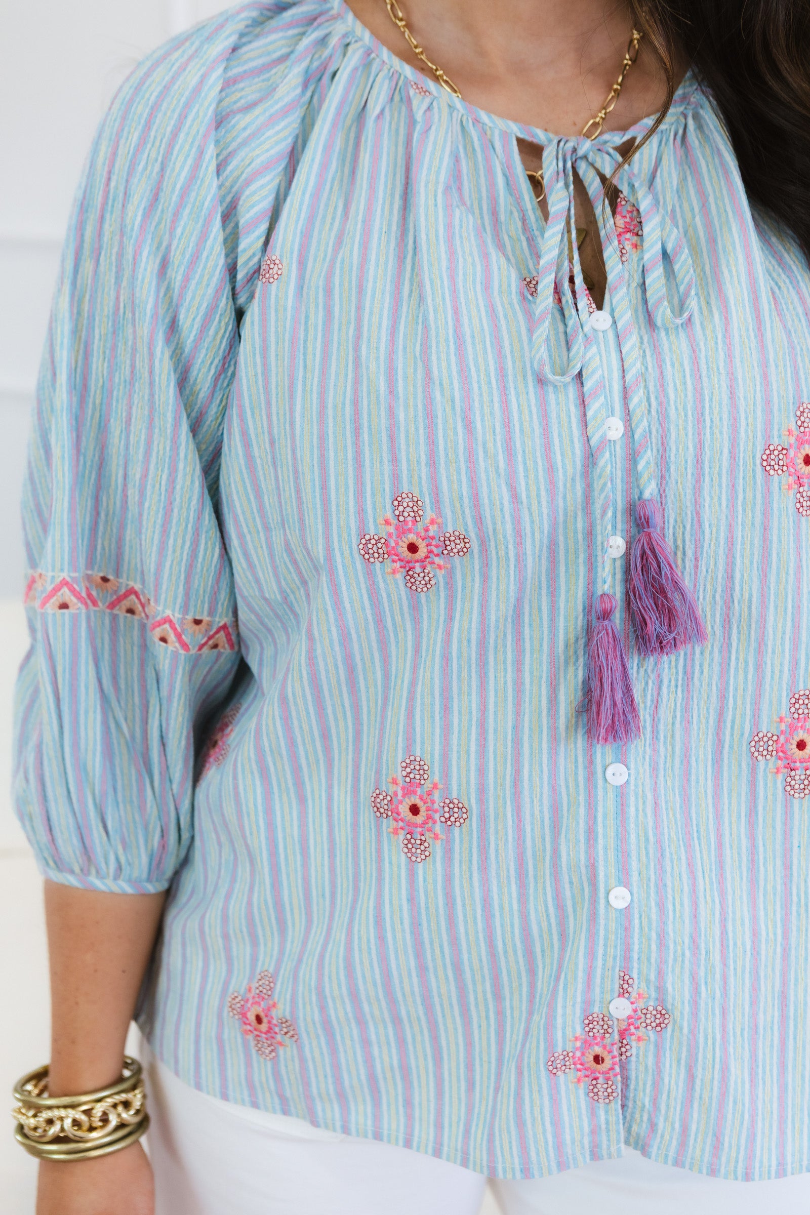 Textured Woven Embroidery Top