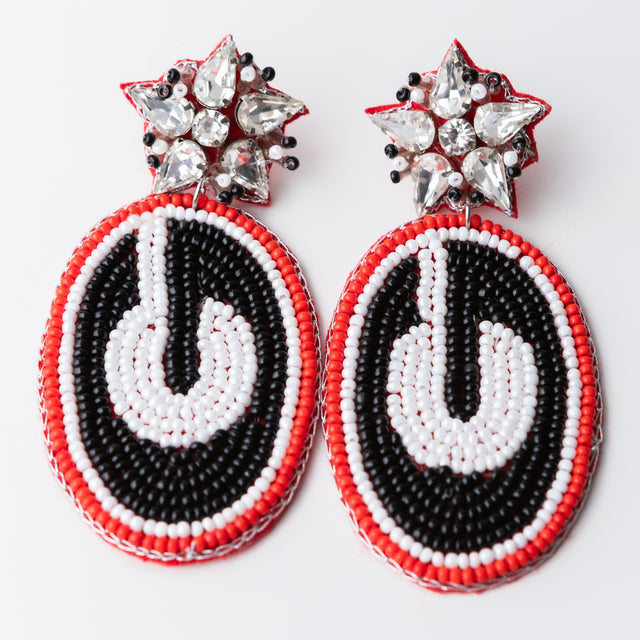 UGA Rhinestone Beaded Earrings