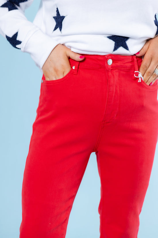 Judy Blue | Hight Waist Flare Jeans - Red