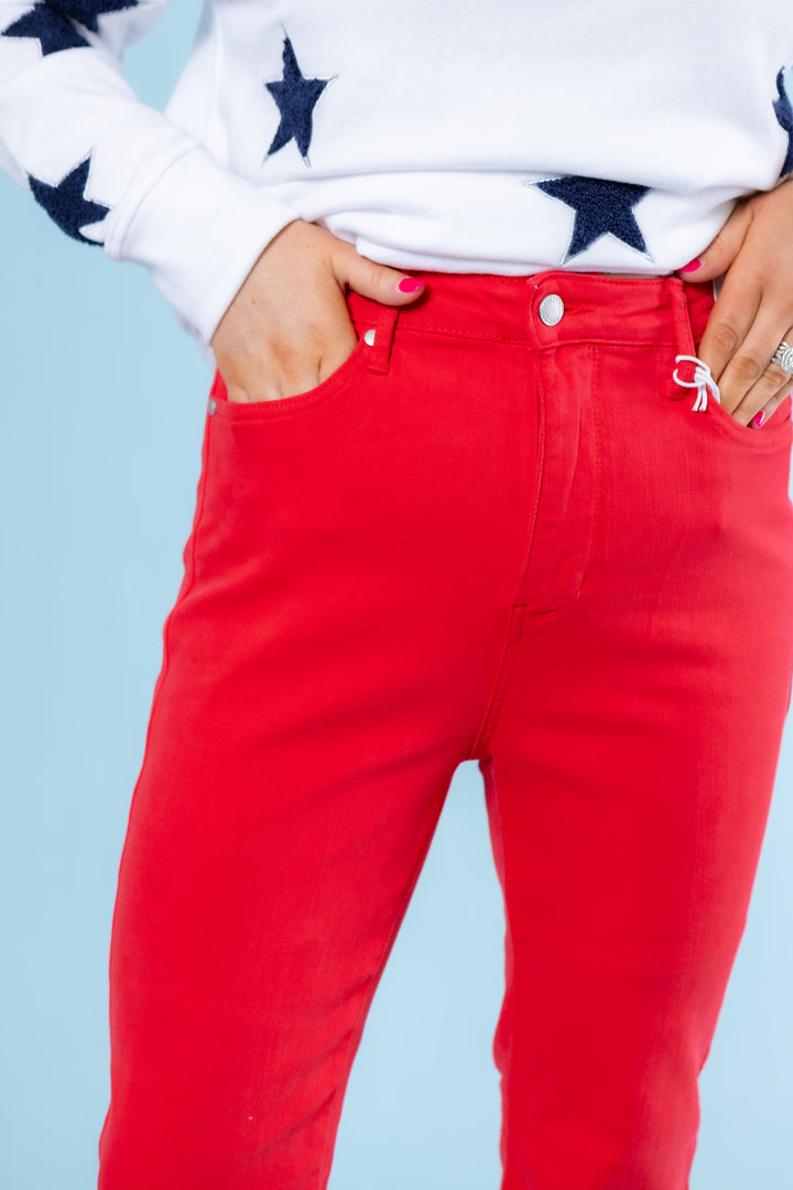 Judy Blue | Hight Waist Flare Jeans - Red