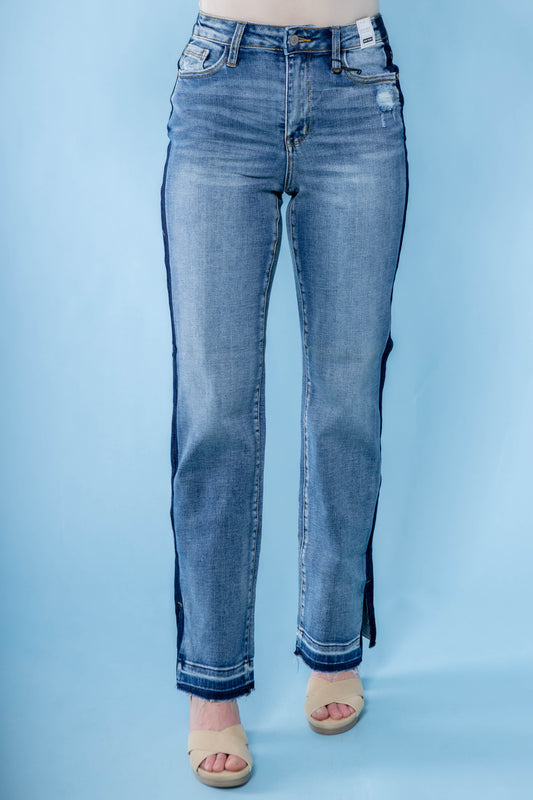 Judy Blue | High-Waist Side Seam Detail Straight Jean