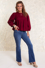 Lenora Pleated Peplum Blouse
