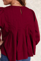 Lenora Pleated Peplum Blouse
