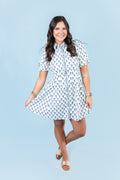 Mary Square | Rory Dress in Floral Foulard Navy