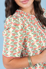 Mary Square | Adelyn Dress in Honey Vines Coral