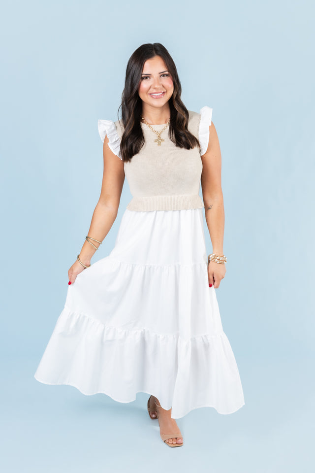 Springin into Spring Sweater Vest Midi Dress