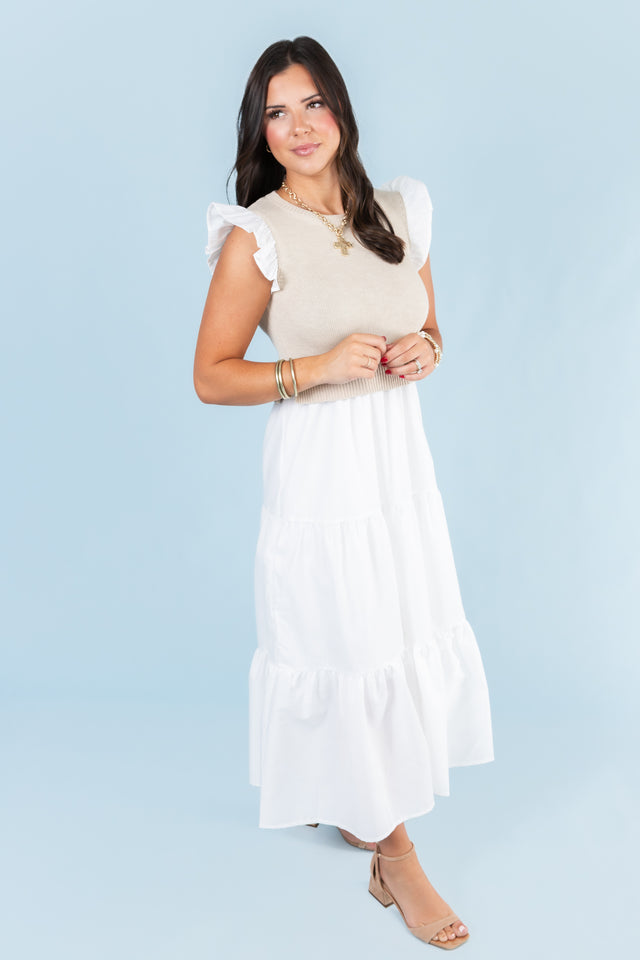Springin into Spring Sweater Vest Midi Dress