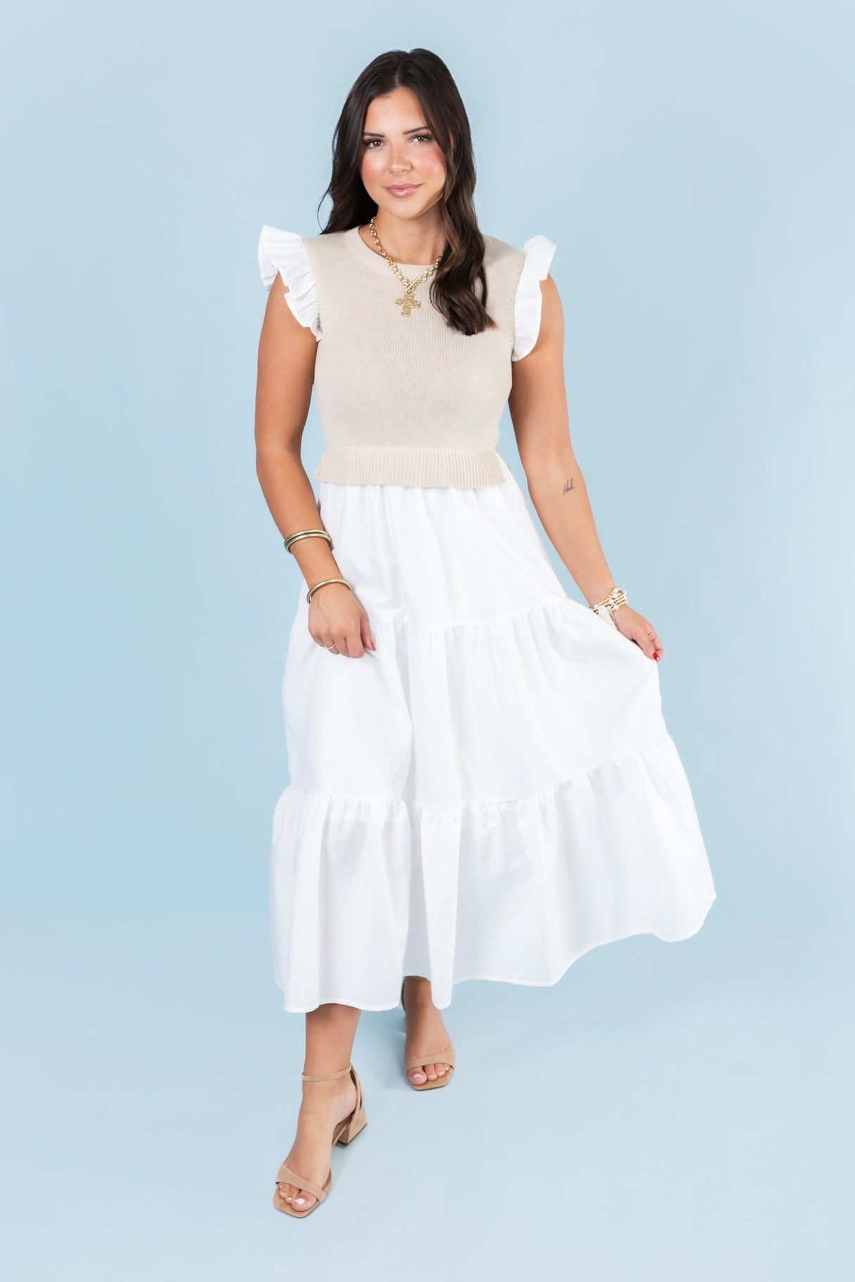 Springin into Spring Sweater Vest Midi Dress