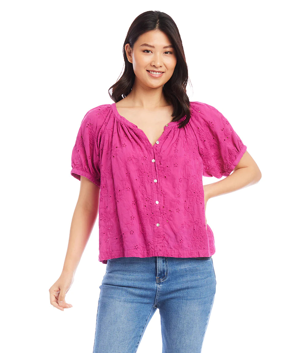 Load image into Gallery viewer, Eyelet Peasant Top
