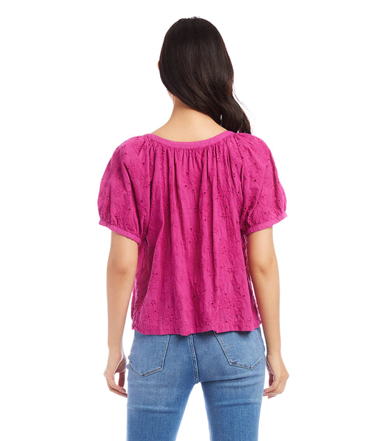 Load image into Gallery viewer, Eyelet Peasant Top
