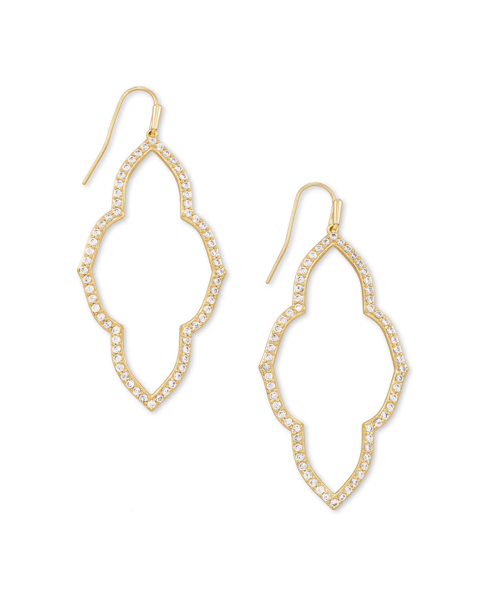 Kendra Scott | Abbie Gold Open Frame Earrings in White Crystal