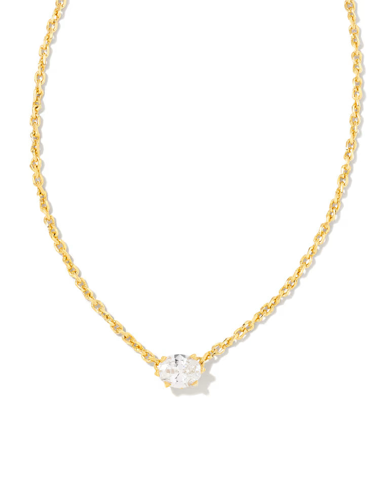 Kendra Scott | Cailin Gold Pendant Necklace in White CZ