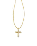 Kendra Scott | Cross Gold Pendant Necklace in White CZ