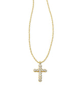 Kendra Scott | Cross Gold Pendant Necklace in White CZ